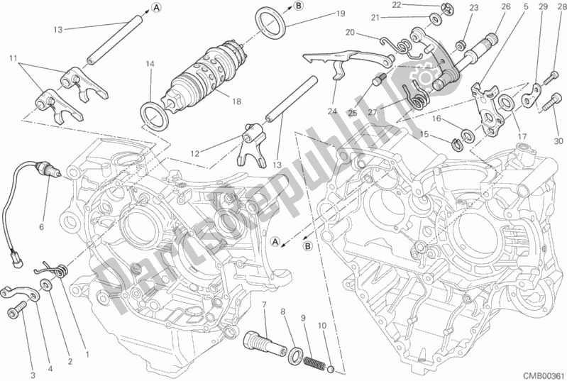All parts for the Gear Change Mechanism of the Ducati Multistrada 1200 S Sport USA 2012